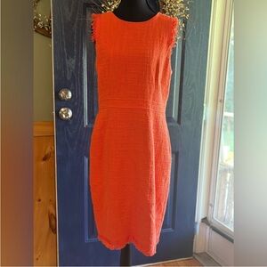 J. Crew Vibrant Orange Textured Midi Dress